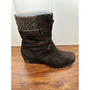 Aquatalia Womens Size 7.5 Brown Suede Ankle Boots Hidden Wedge Zipper Shoes‎